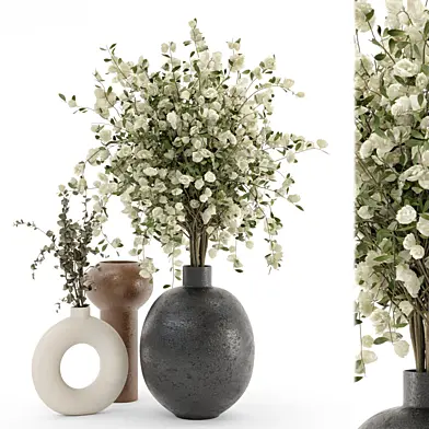Plants Bouquet Collection In Concrete Pots - Set 1201