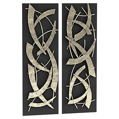 Настенное панно           Wood Contemporary Wall Decor - Set Of 2 - Black - 36" X 12" X 2"                 Настенный Декор