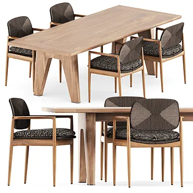 Yoko Cord Outdoor Dining chair by Minotti and Monreale table by Flexform