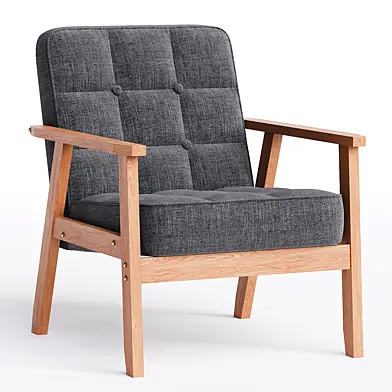 HOMCOM Reception Retro Accent Chair Beech Wood Frame Armchair