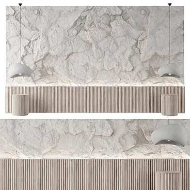 Rock headboard  of the bed Vray