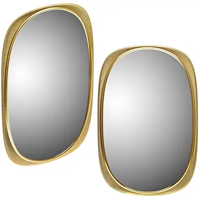 Large Italian Curved Gilded Wood Mirror by Osvaldo Borsani