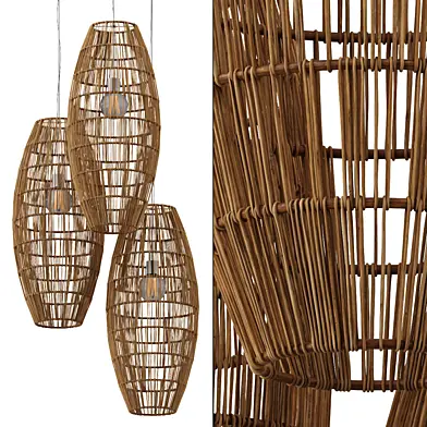 Lamp wicker barrel n2