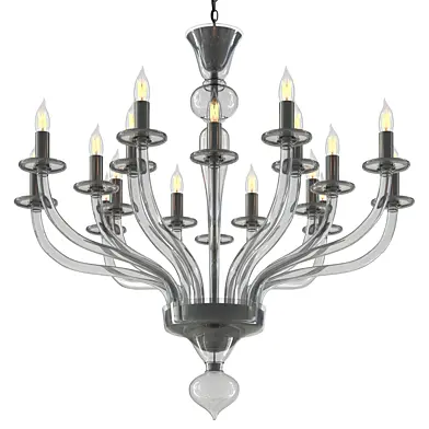 GRAY 18-LIGHT MURANO GLASS CHANDELIER