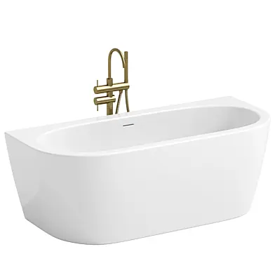 Tellkamp Solitär Wall back-to-wall bath with panelling matt white, panel matt cement, without filling function
