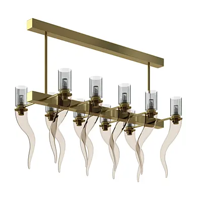 Coffee Venetian Glass Rectangular Chandelier