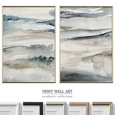 Abstract Watercolor Horizon Neutral Wall Art P-623