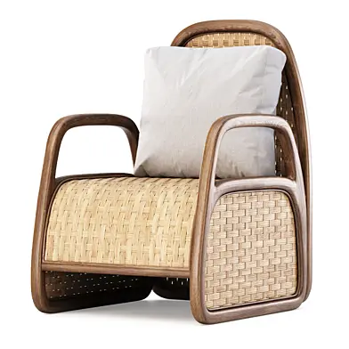 Eliza Rattan Armchair / Деревянный обеленный стул из ротанга
