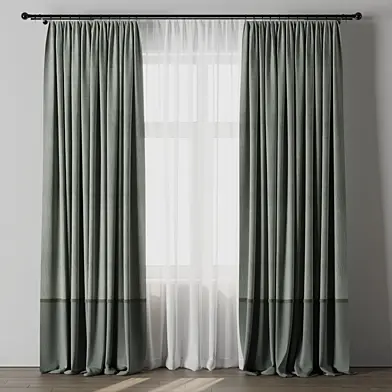 curtain with rod 06 Green Curtain