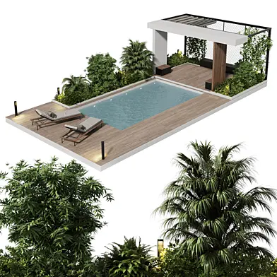 Landscape furniture with Pool and roof garden 23 vray