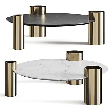 1stDibs Black Marble Round Coffee Table Brass Legs