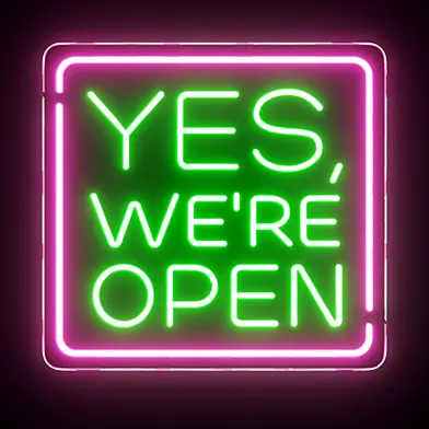 Yes We're Open Neon Sign