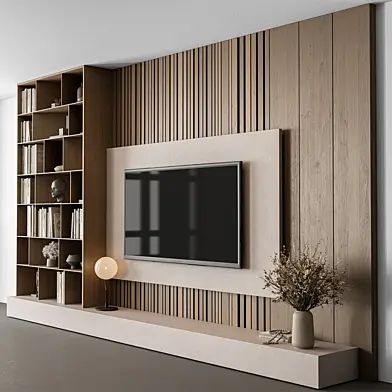 TV Wall Stone and Wood - Set 95