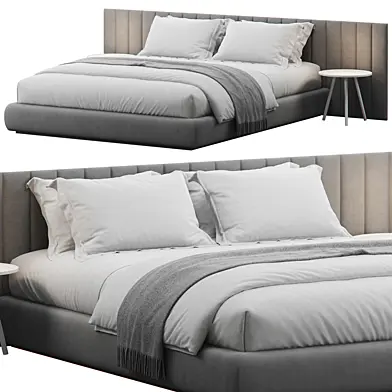 Striped Wallpanels Headboard Bed