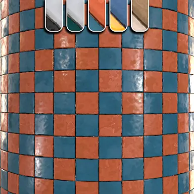 checkerboard tile PBR 4K texture set 002