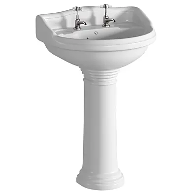 Monaco Traditional Basin + Pedestal (2 Tap Hole)