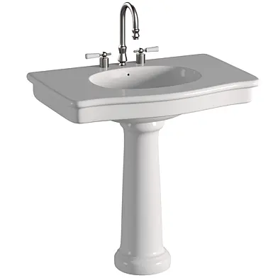 3-3008WH Barclay Anders 24.75'' Tall White Vitreous China Rectangular Pedestal Bathroom Sink with Overflow