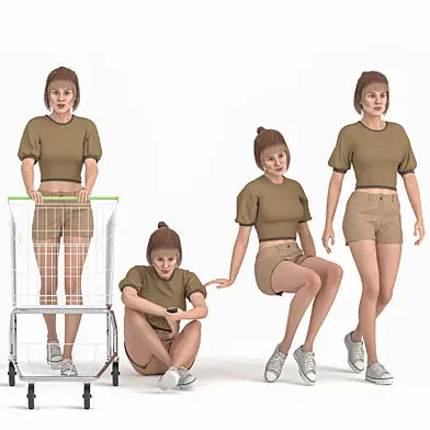 Casual Woman at Shopping 04 Poses