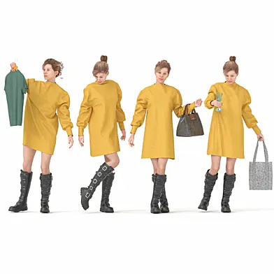 Casual Woman at Shopping 04 poses