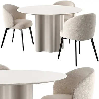 Lloyd Boucle Chair and Round Teatro Magico Table by Saba Italia