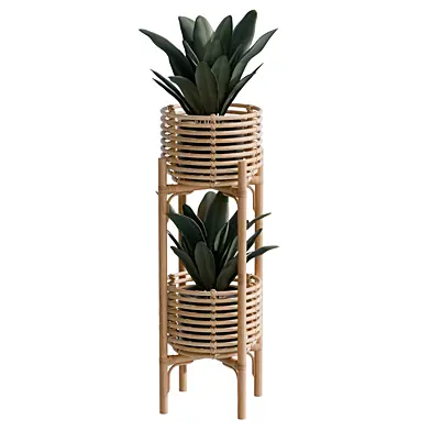 Double Adobe Rattan Planters
