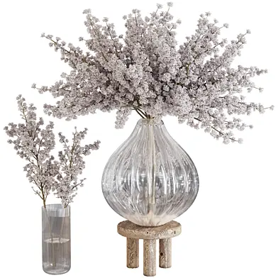 decorative pink flower bouquet in glass vase 279