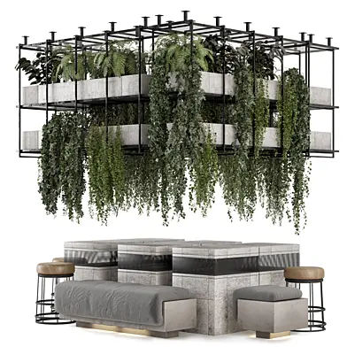 Coffee  Reception Desk With Plants - Restaurant Set 2002