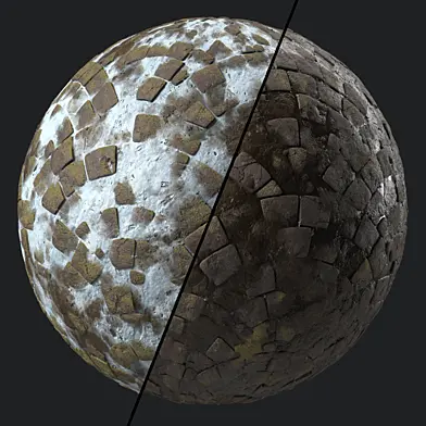 Pavement Materials 104- Muddy And Snow Stone Paving | Sbsar Pbr 4k Seamless