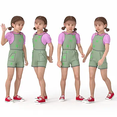 Casual Kid Girl 04 Poses