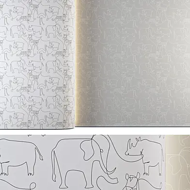 Обои в детскую Lines At The Zoo Wallpaper