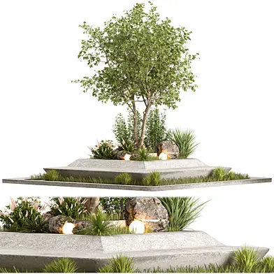 Outdoor Garden Set Bush and Tree