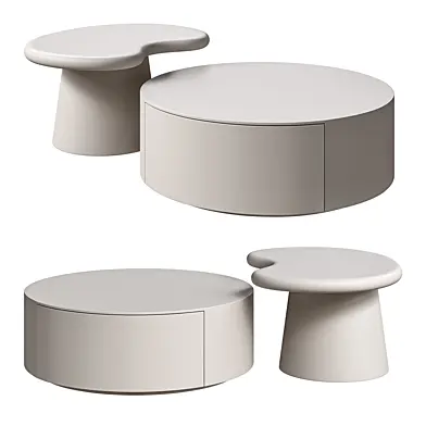 Tyee White Nesting Coffee Table Set with Drawer