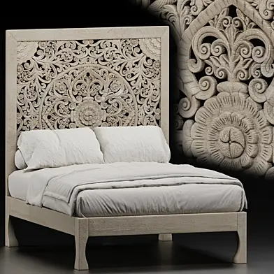Кровать_Handcarved mandala bed