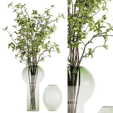 twig bouquet inserted into a glass vase