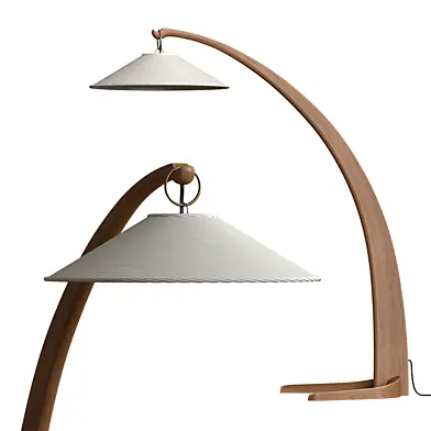 Curved Italian Walnut Floor Lamp