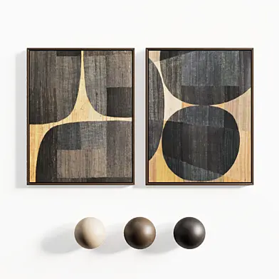 Black and yellow paintings set