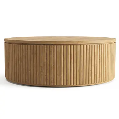 RH BYRON TEAK ROUND COFFEE TABLE
