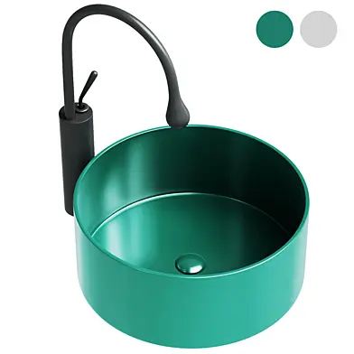 Ceramic Material Solid Color Round Vessel Bathroom Sink Countertop Installation