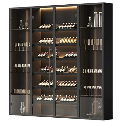 Wine cabinet with dishes and glasses
