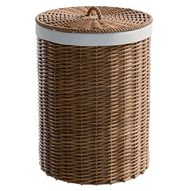 Round Natural Wicker Laundry Basket