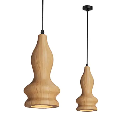 Rustic Japanese Oak Wood Gourd Pendant Light B