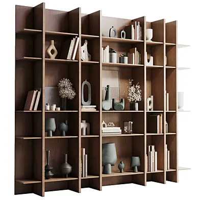 wooden Shelves Decorative With Plants and Book - wooden Rack 25