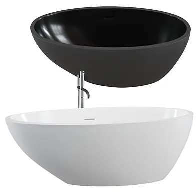 Uovo Matte Black Freestanding Stone Bath 1700mm