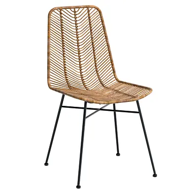 Chevron Flat Rattan Dining Chair