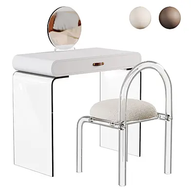 Oak Wood Vanity Set with Push-Pull