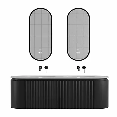 Belgravia Double Vanity Unit & Stone Basin 1400mm Matte Black
