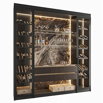 Wine Cabinet With Glasses & Decoration 005