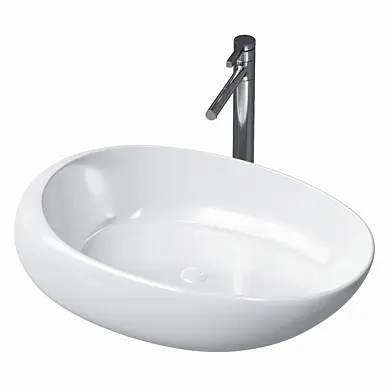 Modern Bathroom Sink Porcelain Oval-Shape Vessel Bathroom