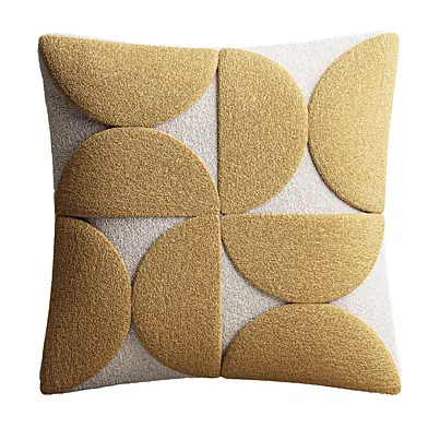 Gold and Ivory Tufted Deco Half Circles Throw Pillow