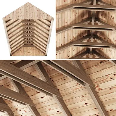 Wooden Ceiling V11 / Деревянный потолок с балками